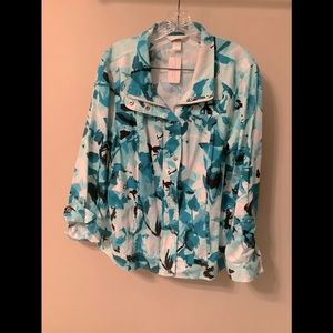 😊Denim weight cotton jacket with zip &snap front,cuffs snap or pull up with tab